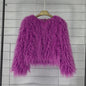 Women's Imitated Tibet Sheep Fur Collarless Solid Coats