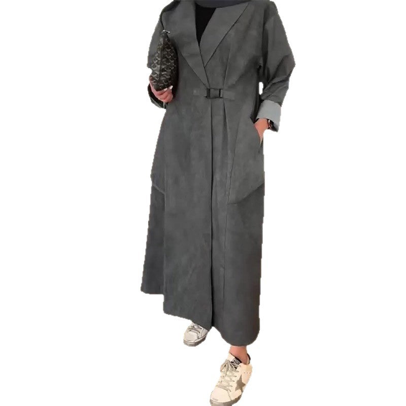 Model Temperament Leisure Fashion Mid-length Robe Coats