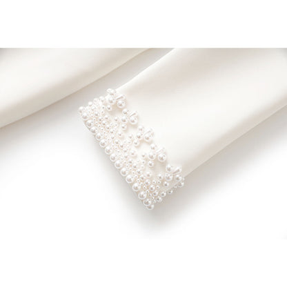 Beaded Stand-up Collar Long-sleeved Dress Light Dresses