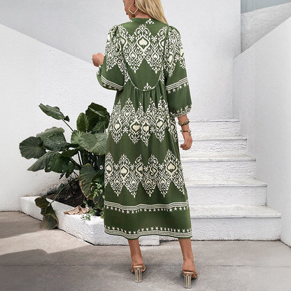 Casual Vacation Personalized Ethnic Style Geometric Dresses