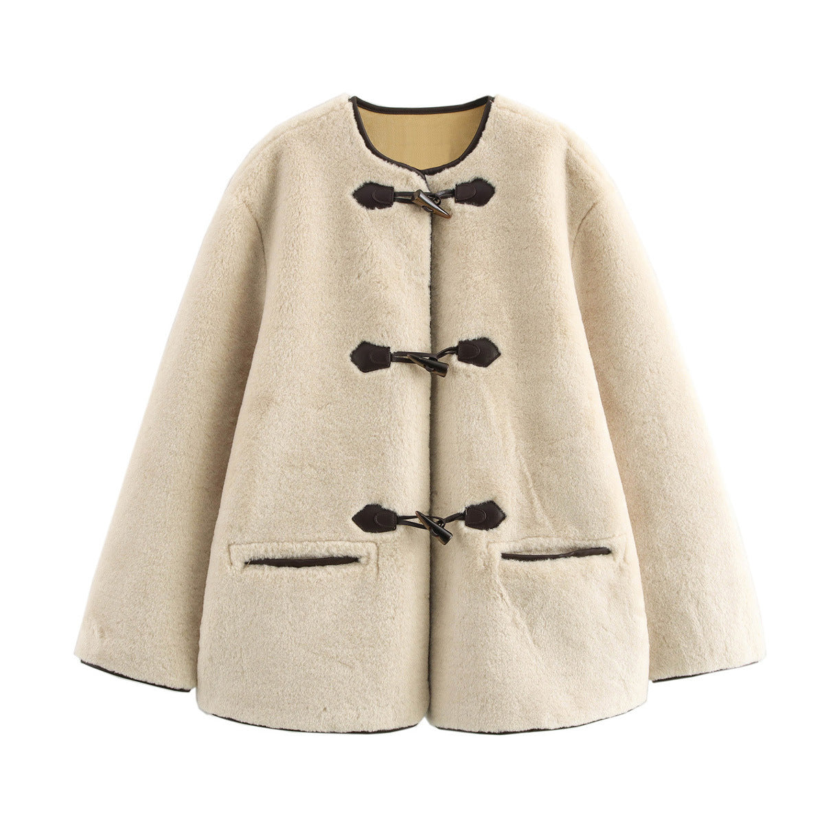 Women's Versatile Bends Hitches Ornament Artificial Fur Jackets