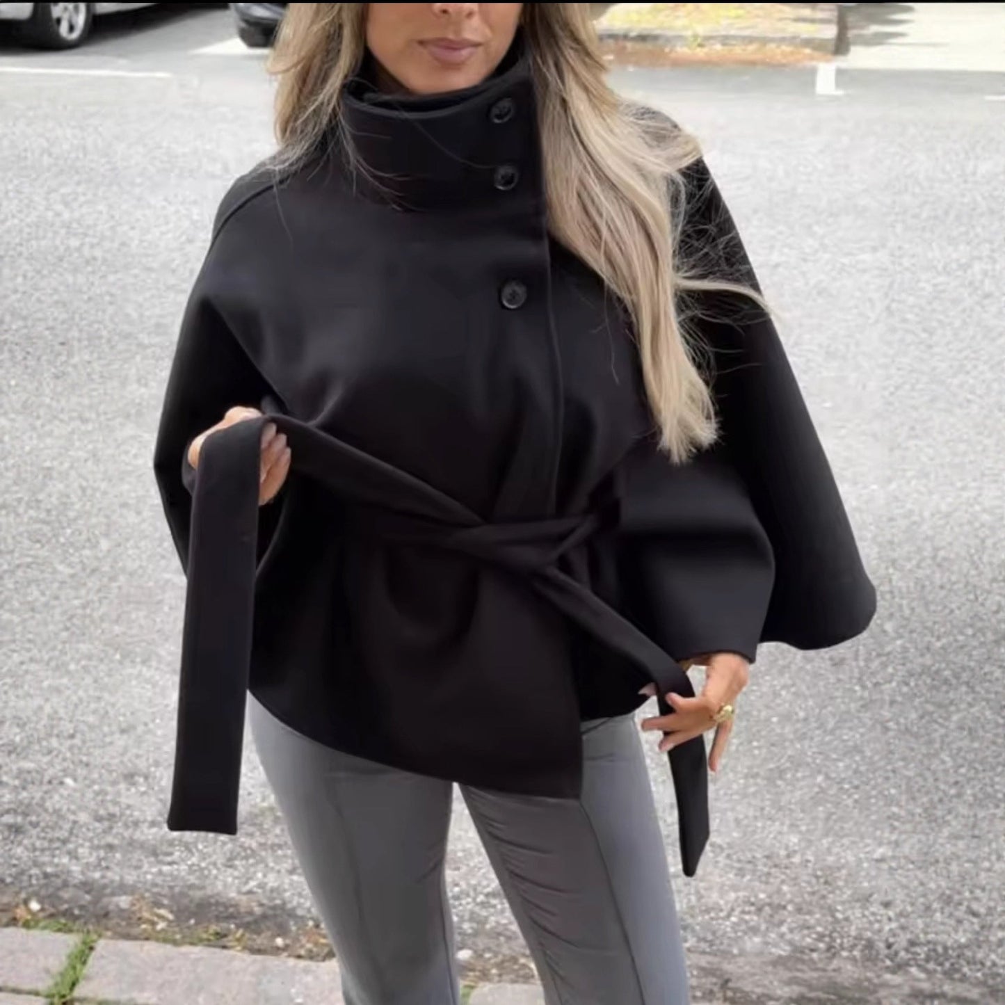 Women's Fashion Loose Lapel Bathrobe Belt Coats