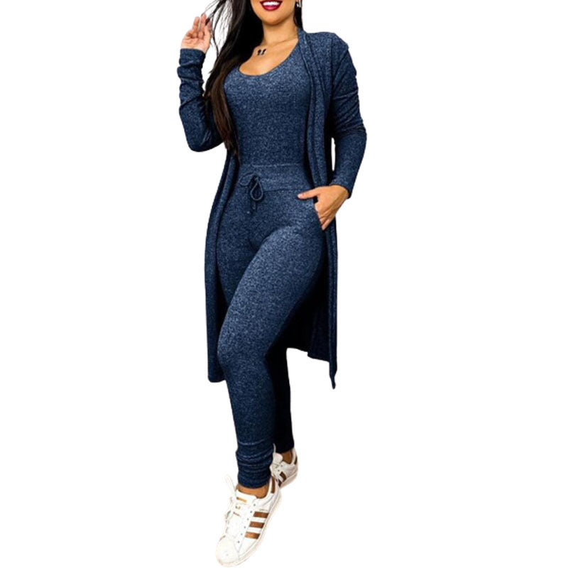 Women's Casual High Waist Pocket Drawstring Design Suits