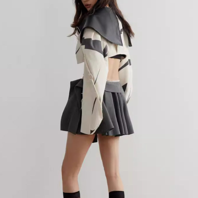 Women's Spring Frayed Color Contrast Patchwork Temperament Shorts