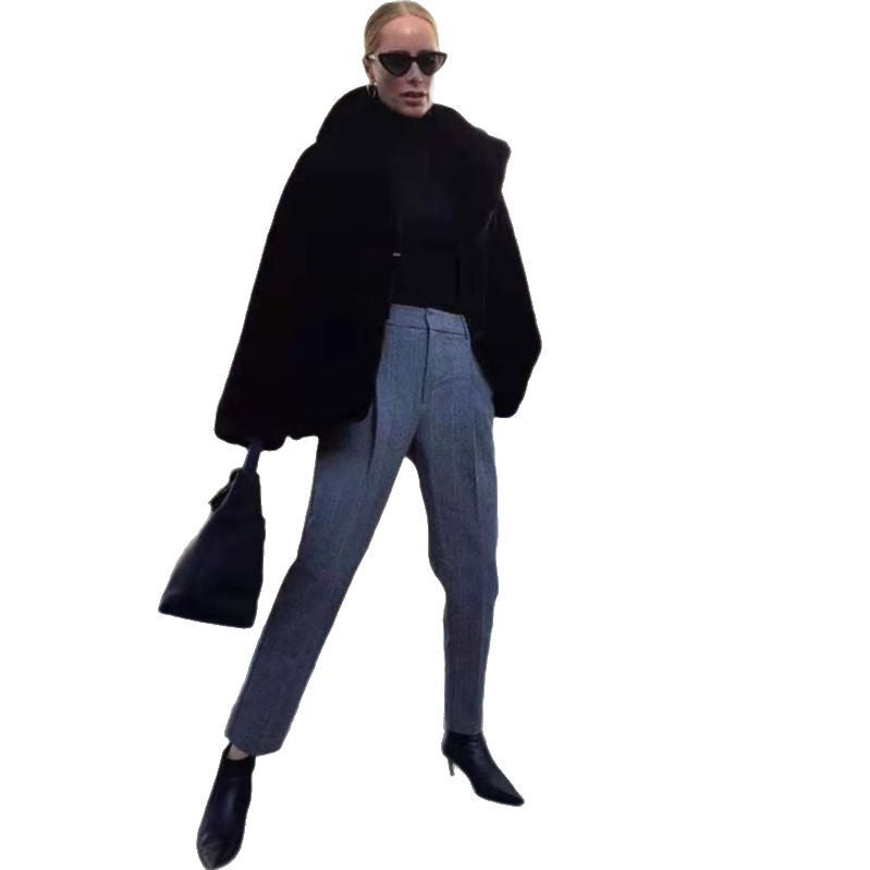 Women's Street Fashion Polo Collar Furry Coats