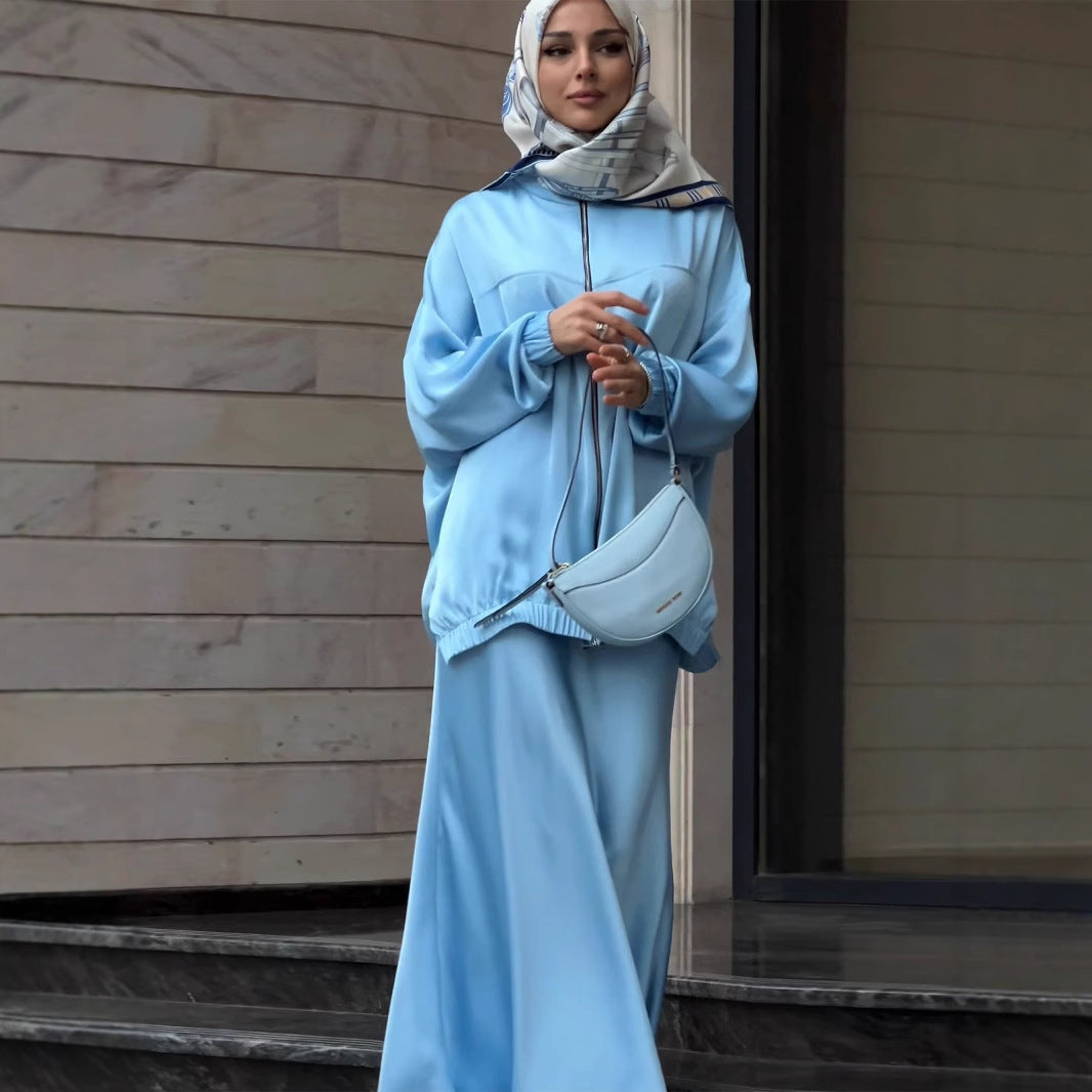 Women's Summer Satin Long Sleeve Dress Fashion Suits