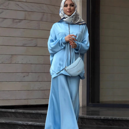 Women's Summer Satin Long Sleeve Dress Fashion Suits