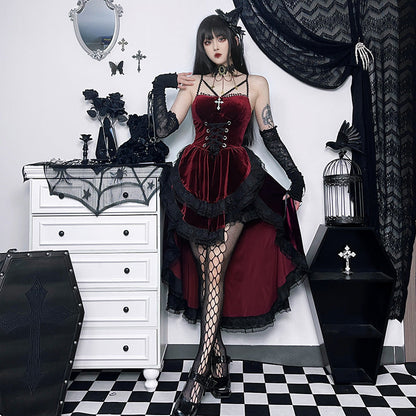 Women's Autumn Dark Sexy Hot Halter Drag Dresses