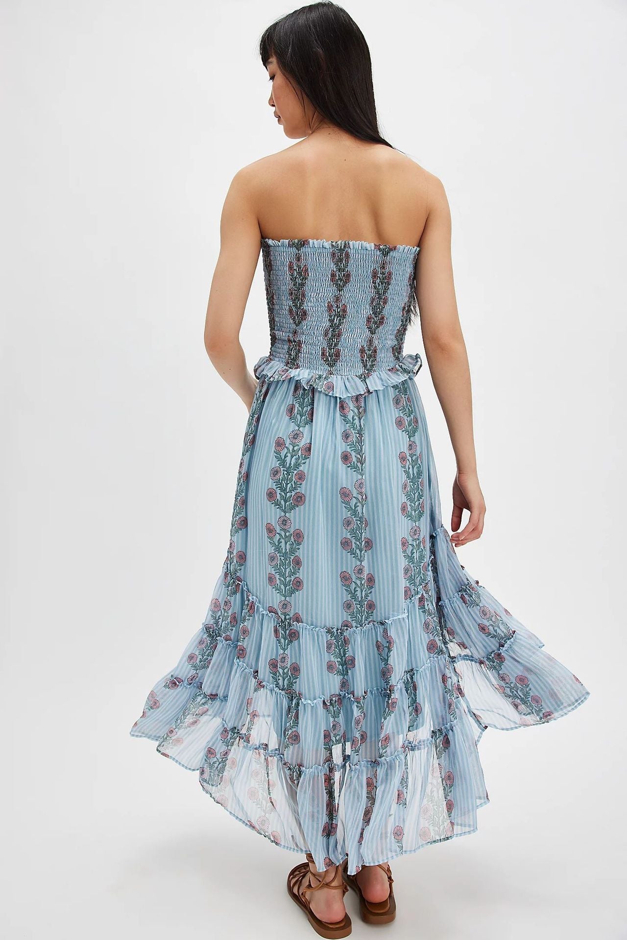 Printed Sling Vacation Style Stitching Irregular Dresses