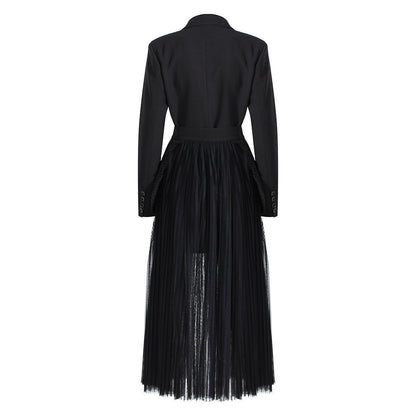 Women's Dark Style Two-piece Elegant Long Mesh Suits
