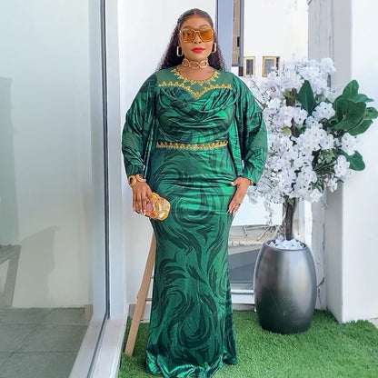 Women's Autumn African Rhinestone Print Dress Dresses
