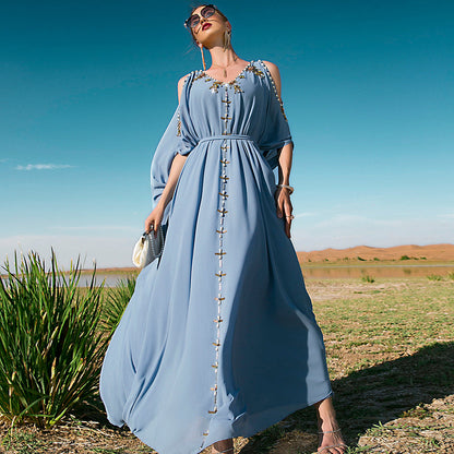Women's Exquisite Fashionable Diamond Dress Travel Dresses