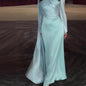 Women's Pleated Irregular White Long Sleeve Slim Dresses