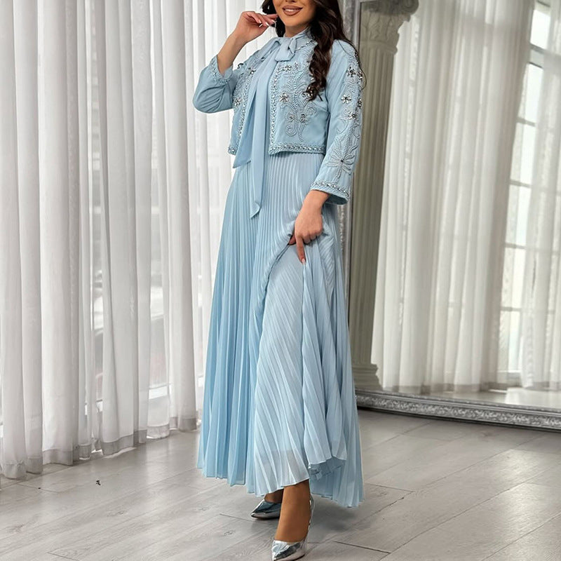 Women's Retro Court Diamond Two-piece Embroidered Slim Suits