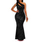 Fashion Sequin One Shoulder Solid Color Backless Fishtail Dresses