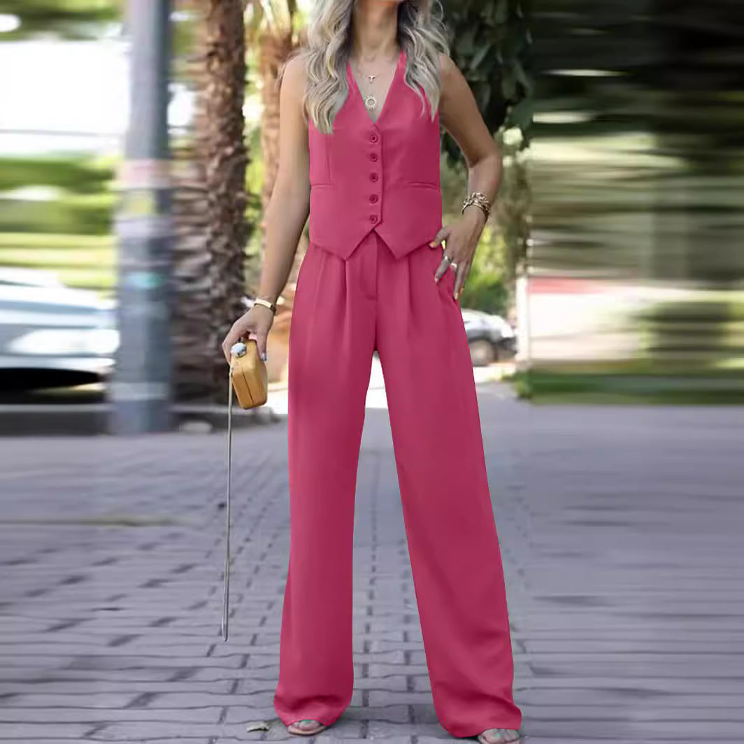 Women's Spring Sleeveless Waistcoat Draping Casual Suits