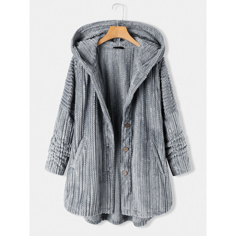 Women's Single-breasted Loose Casual Plush Temperament Long Sweaters