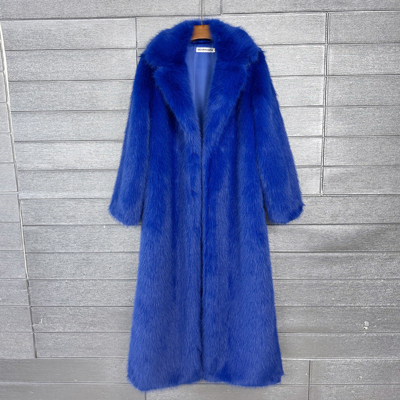 Women's Imitation Plush Furry Fur Extended Collar Coats