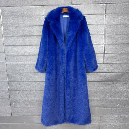Women's Imitation Plush Furry Fur Extended Collar Coats