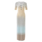 Stripe Wave Pattern Gradient Knitted Dress Contrast Dresses