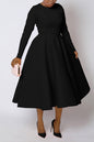 Women's Solid Color Long Sleeve Round Neck Dresses