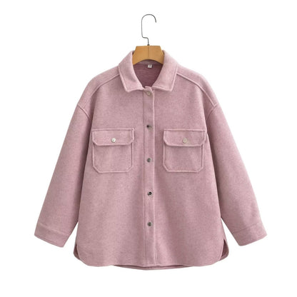 Women's Comfortable Fashion Solid Color Woolen Coats