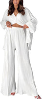 Women's Autumn Pleated Bell-bottom Single-breasted Home Wear Suits