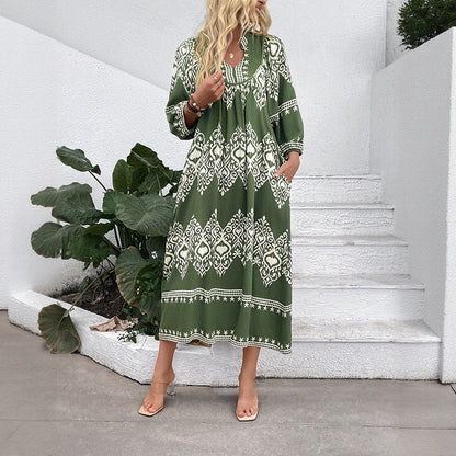 Casual Vacation Personalized Ethnic Style Geometric Dresses
