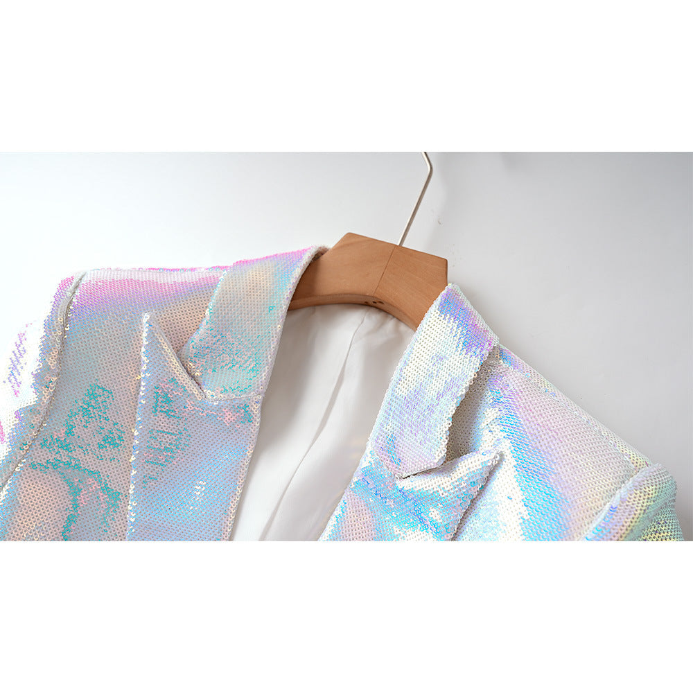 Versatile Classic Slouchy Sequins Mid-length Colorful Suits