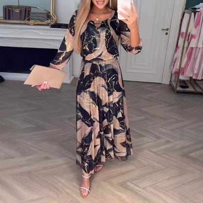 Women's Summer Temperament Elegant Cropped Sleeves Printed Clothing