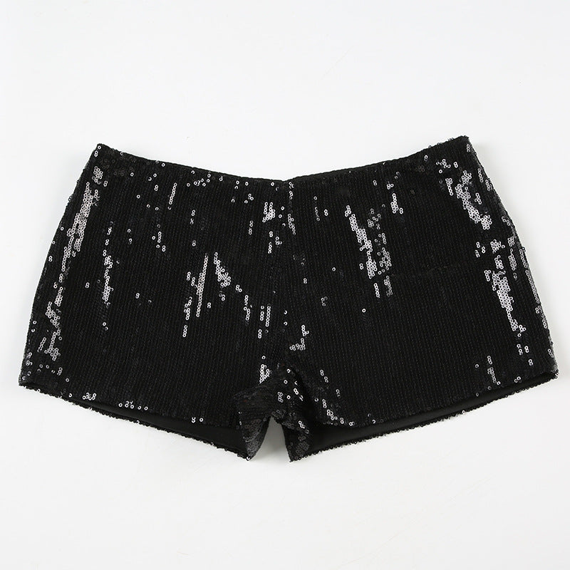 Women's Spring Leopard Print Sequins High Waist Tight Shorts