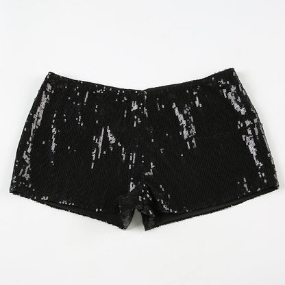 Women's Spring Leopard Print Sequins High Waist Tight Shorts