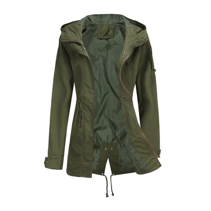 Women's Cotton Anorak Loose Solid Color Coats