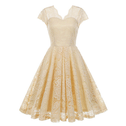 Women's Lace Sleeveless Dress Hepburn Vintage Dresses