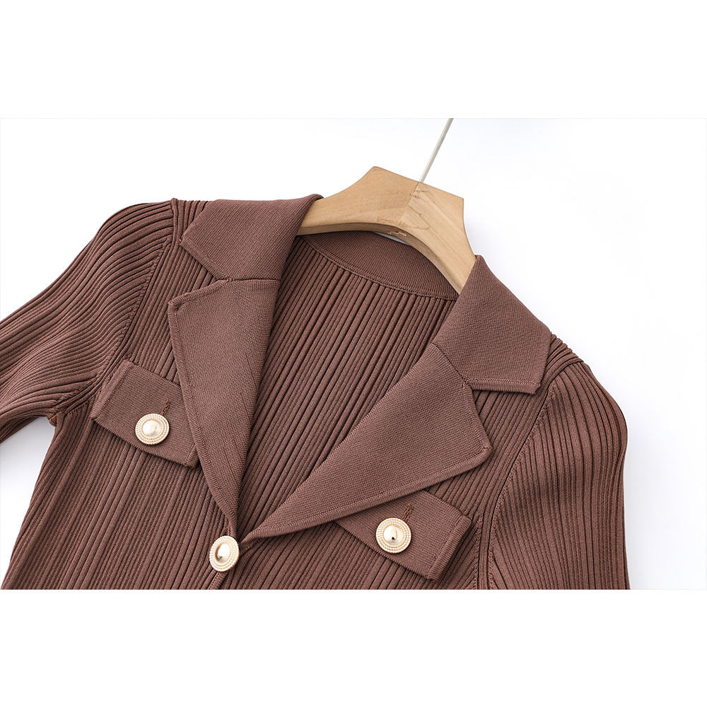 Early Spring Long Sleeve Collar Metal Suits