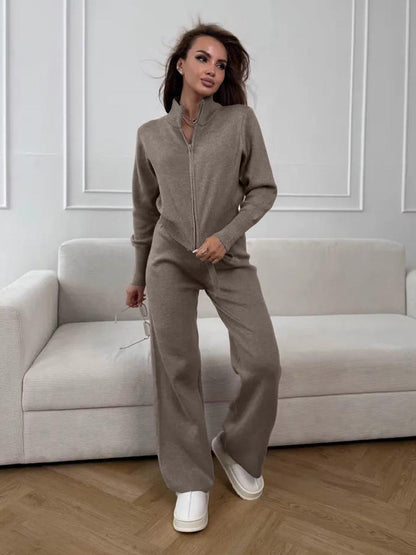 Zipper Knitting Temperament Commute Double Open Suits