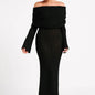 Women's French Style Seaside Beach Long Sleeve Knitted Dresses
