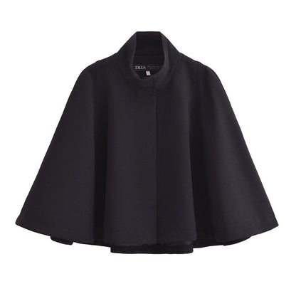 Autumn Pocket Decoration Versatile Long Sleeve Soft Cloak Coats