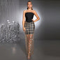Women's Mesh Bandage Stitching Sexy Tight Maxi Dresses
