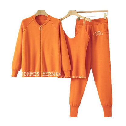Women's Knitted Skinny Fashionable Stylish Three-piece Tide Suits