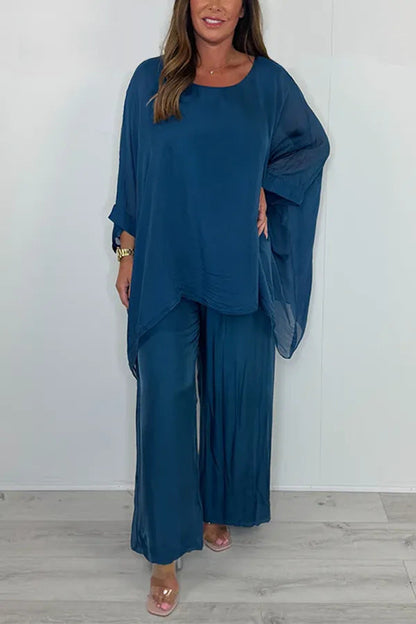 Fashion Loose Chiffon Long Sleeve Wide Suits