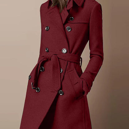 Women's Attractive Double Breasted Casual Woolen Coats