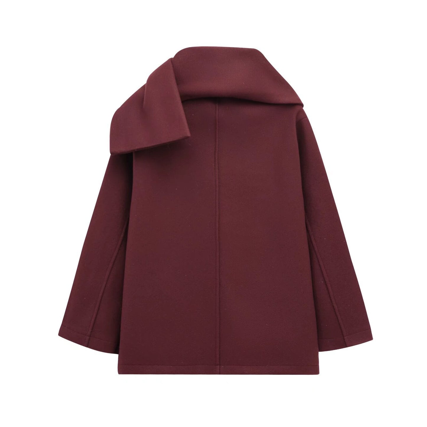 Women's Homemade Blended Scarf Round Neck Long Coats