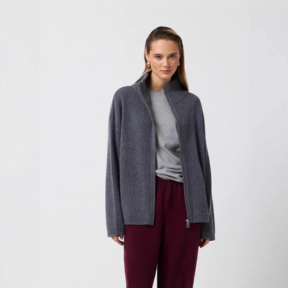 Graceful Russian Half Turtleneck Wool Zipper Sweaters