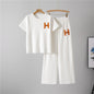 Women's Fashion Summer Short-sleeved Casual Sports Wide Legs Suits