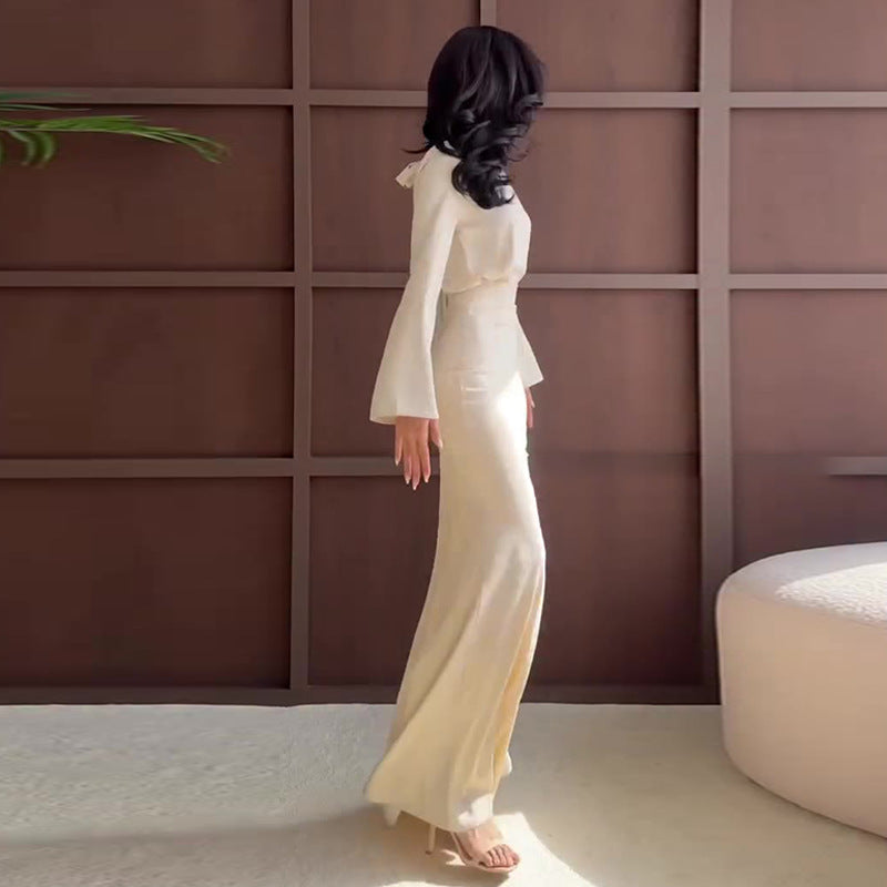 Women's Autumn Long Sleeve Slim Waist Solid Color Suits