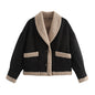 Women's American Retro Woolen Lapel Loose Fur Coats