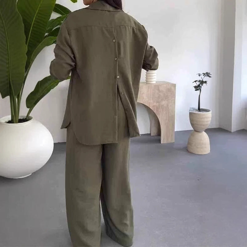 Women's Solid Color Loose Casual Wide Leg Suits