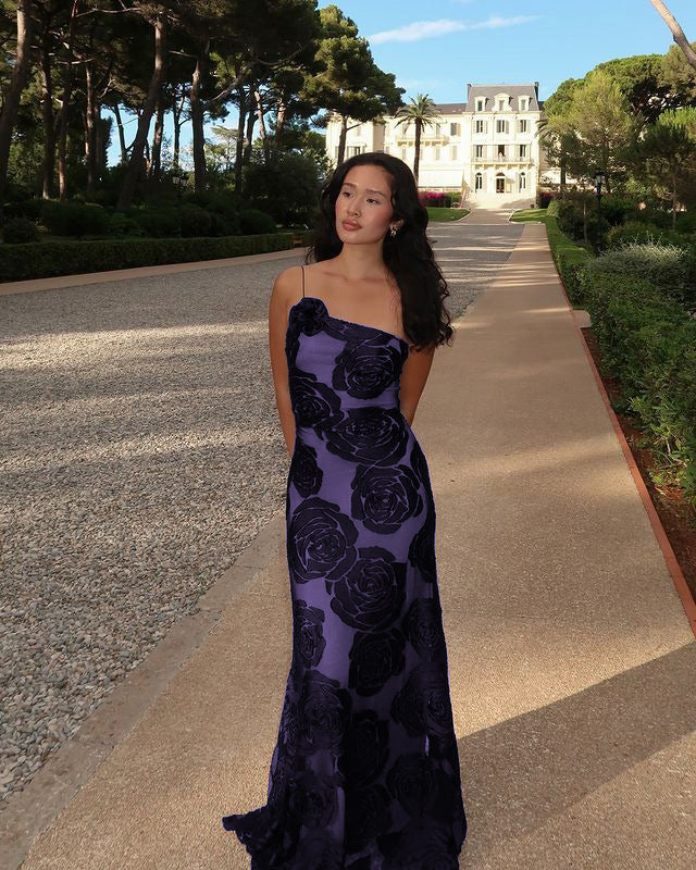 Sexy Burnt Flower Sling Shoulder Dress Dresses