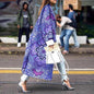 Women's Fashion Loose Ankle Print Woolen Printing Coats